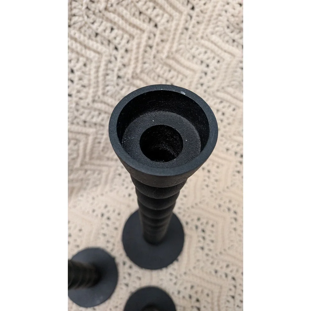 IKEA BESTIGA Black Bubble Taper Candle Holder Set of 3 Cast Aluminum Modern